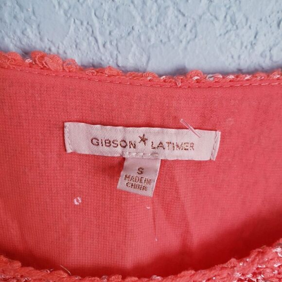 Gibson Latimer Neon Orange Sequin Knit Sweater - Picture 4 of 8